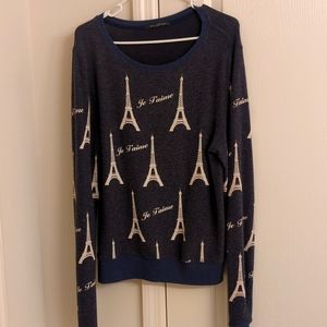 Wildfox navy blue Paris je t'aime French sweater medium